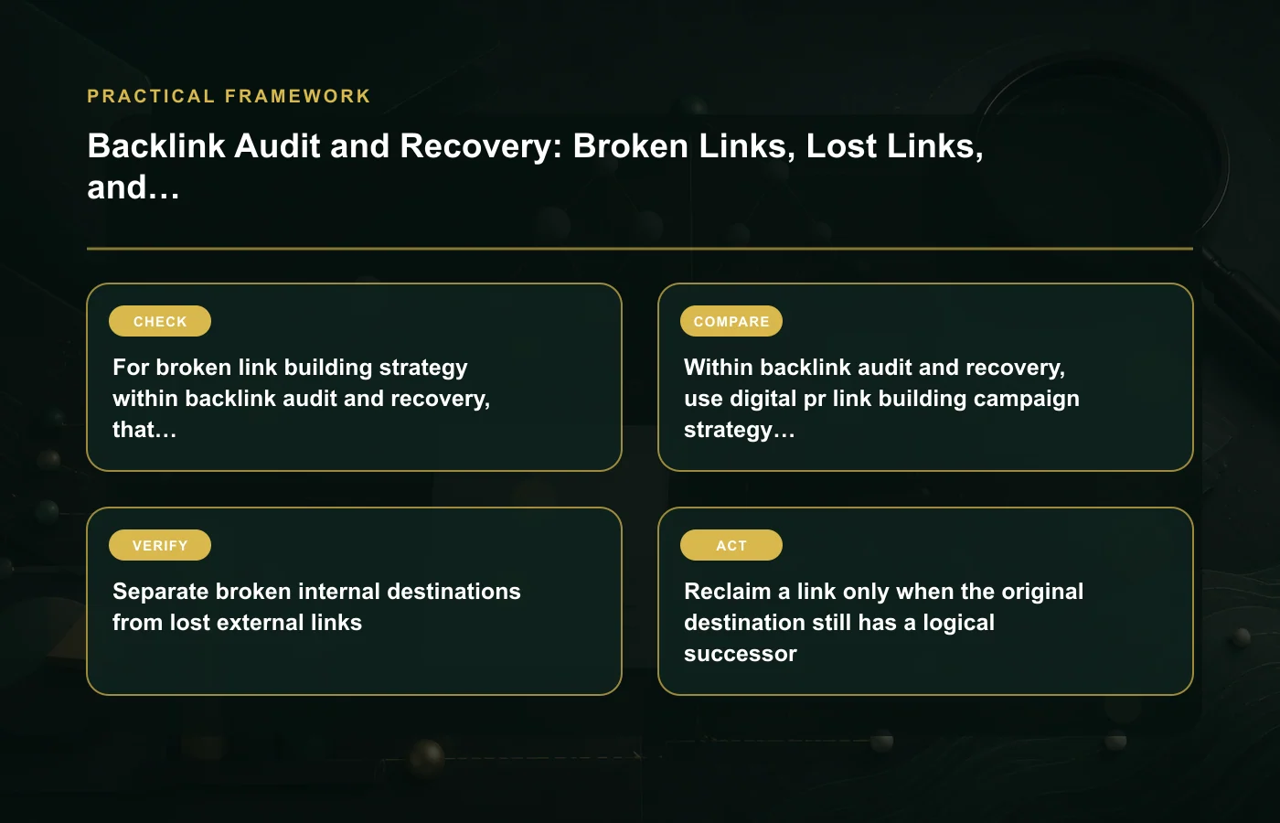 Backlink Audit and Recovery: Broken Links, Lost Links, and Priorities: practical framework for For broken link building strategy within backlink audit and recovery, that…