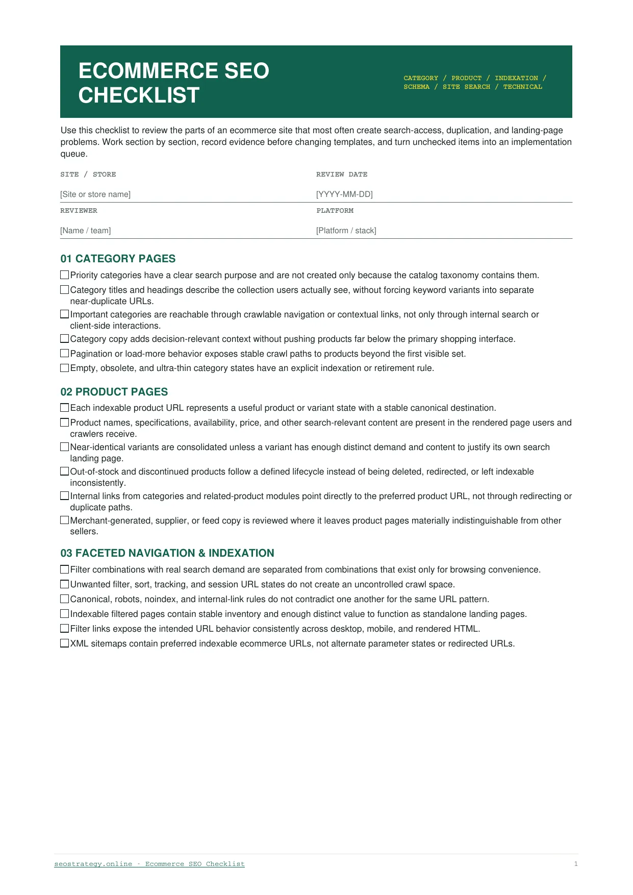 Preview of Ecommerce SEO Checklist