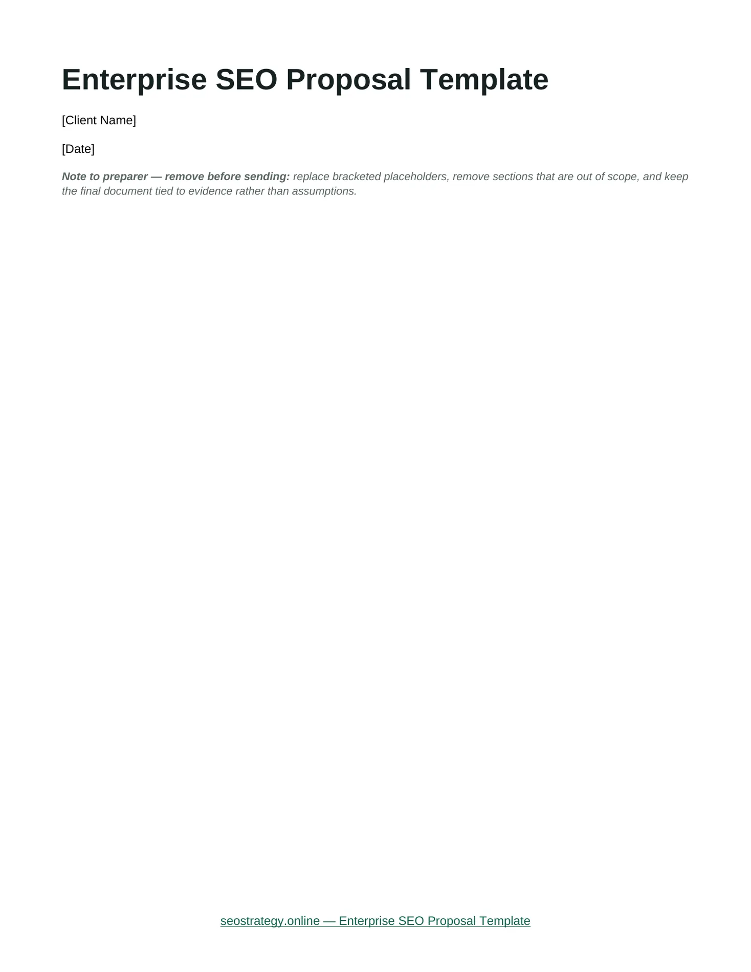 Preview of Enterprise SEO Proposal Template