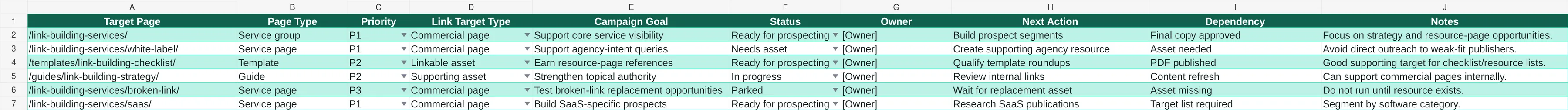 Preview of Link Building Template