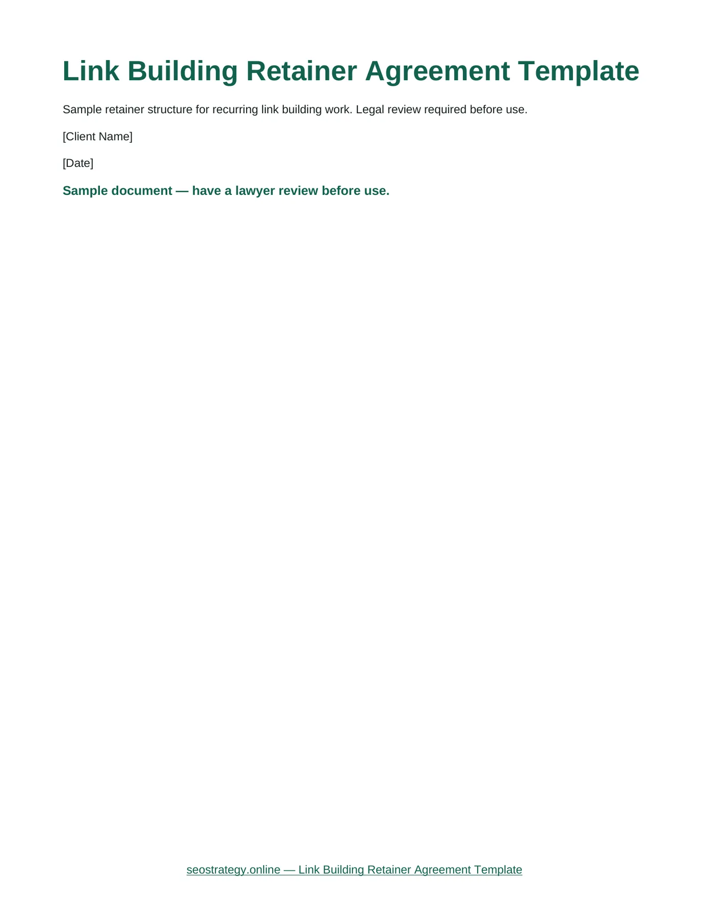 Preview of Link Building Retainer Agreement Template