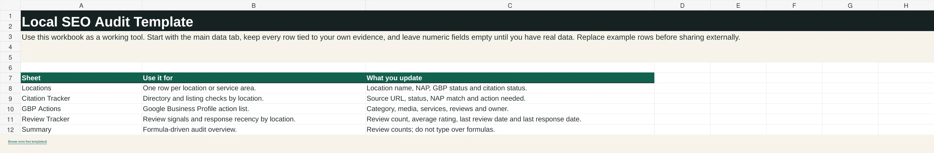 Preview of Local SEO Audit Template