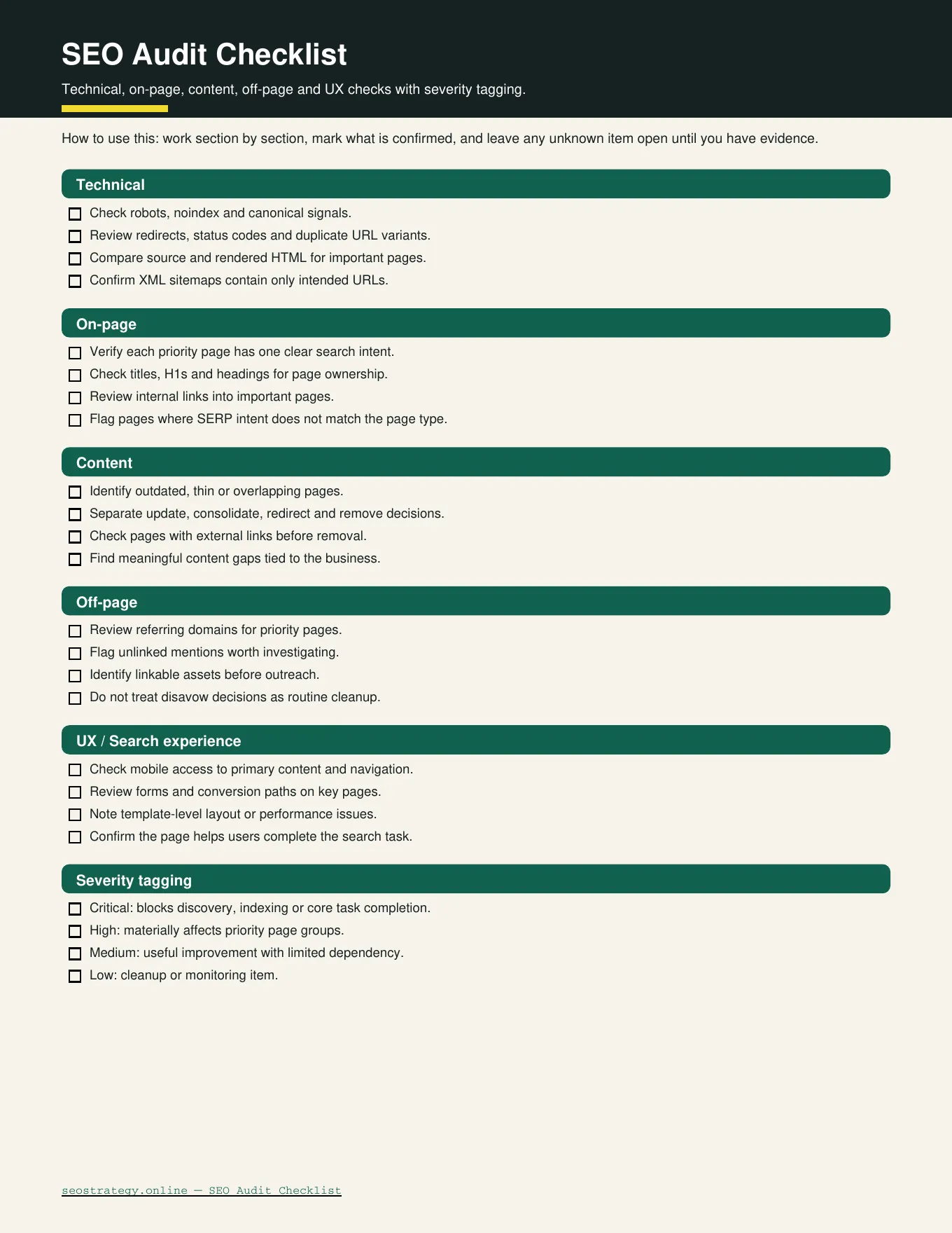 Preview of SEO Audit Checklist