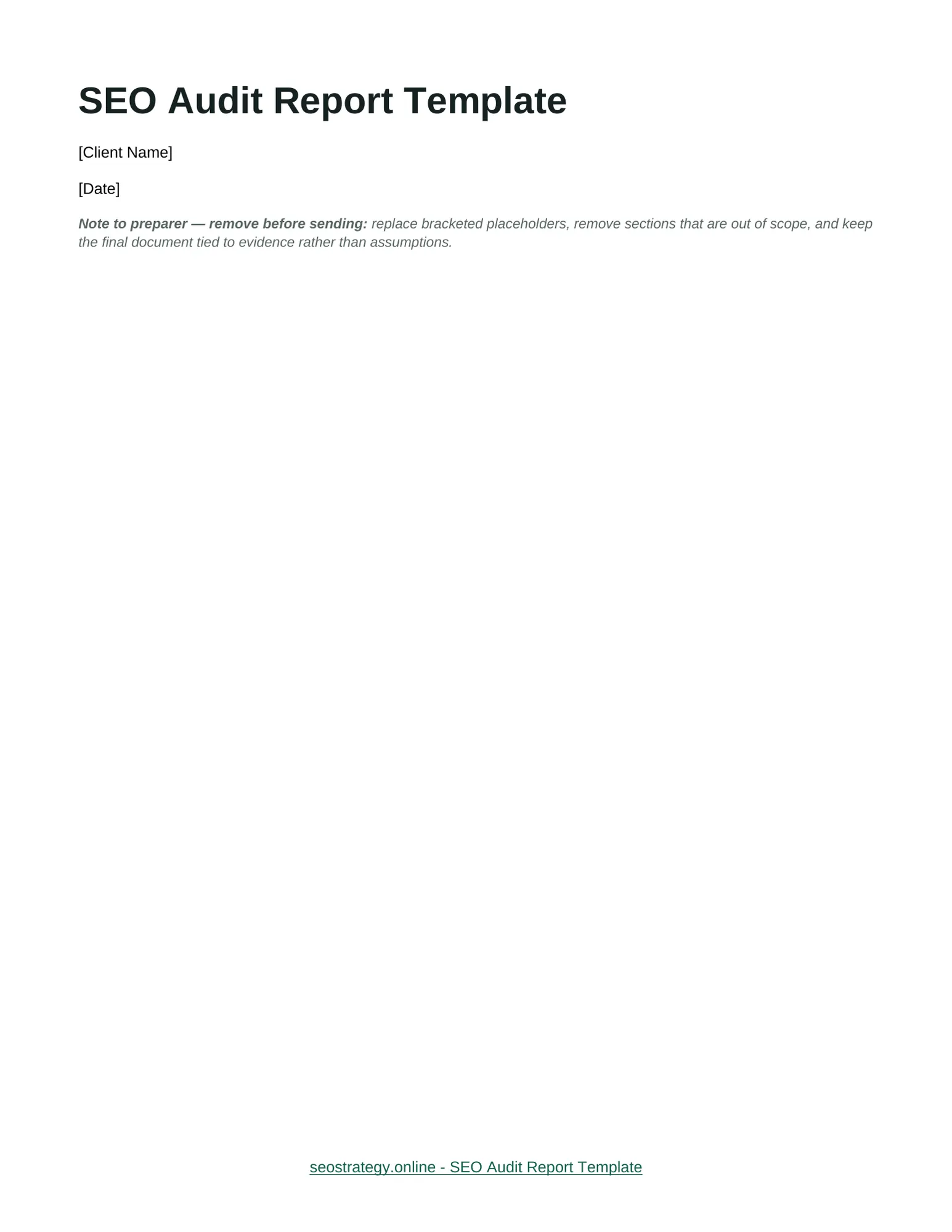 Preview of SEO Audit Report Template