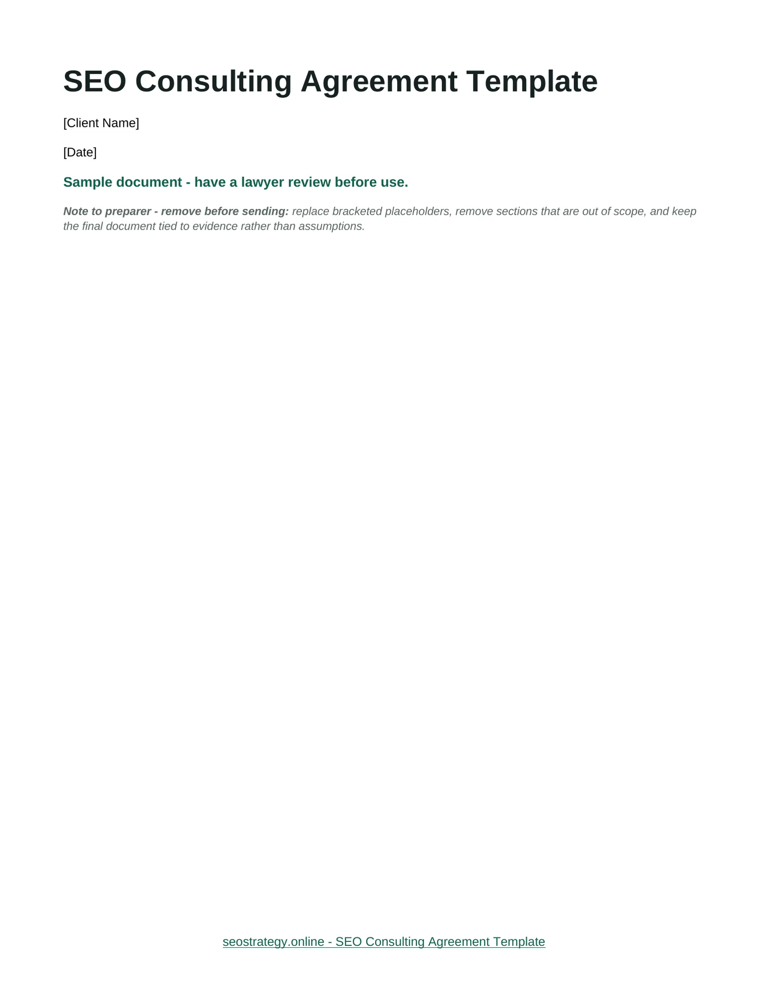 Preview of SEO Consulting Agreement Template