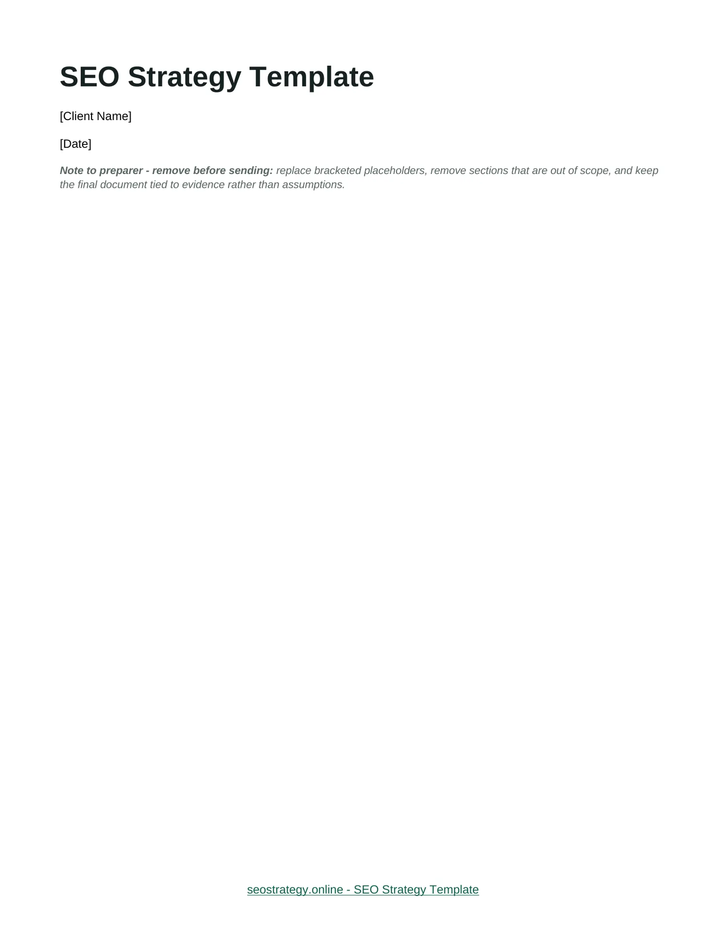 Preview of SEO Strategy Template